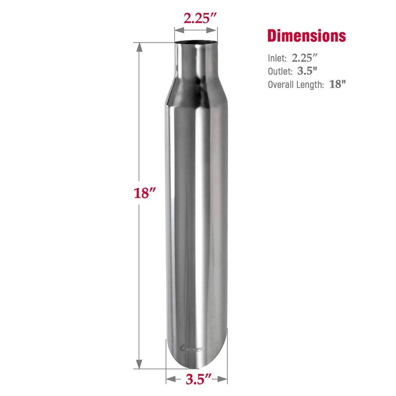 Upower 2 PCS Universal Stainless Steel Exhaust Tip 2.25" Inlet 3.5" Outlet 18" Long Car Truck Weld On Exhaust Tailpipe Tips Slant Cut - Image 4
